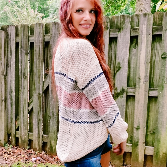 SOLD!! BiBi Large gauge stripe sweater NWT - Picture 7 of 9